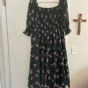 Baltic Born Floral Midi Dress - Deep Green Floral